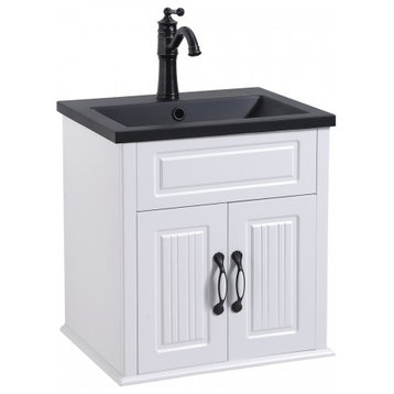 MDF cabinet with Black resin sink and Black Faucet with Black Drain