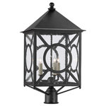Currey & Company - Ripley Large Post Light - The Ripley Large Post Light in our Twelfth Street collection of outdoor lighting features a high-performance, weather-resistant Trilux finish that is fade resistant, crack resistant and rust resistant. We guarantee the finishes applied to our Twelfth Street pieces for five years. The metal on this black post light in a midnight finish surrounds seeded-glass panes. We also offer the Ripley in a small post light, and as wall sconces and hanging lanterns.