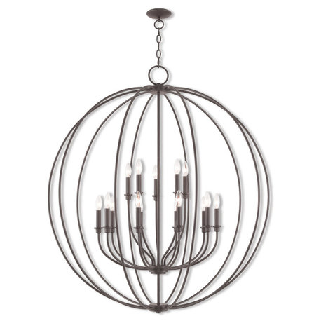 LIVEX LIGHTING 46690-07 Milania (10+5)-Light Foyer Chandelier, Bronze