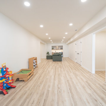 Modern Parkville Basement Remodel with Media Zone + Flex Spaces