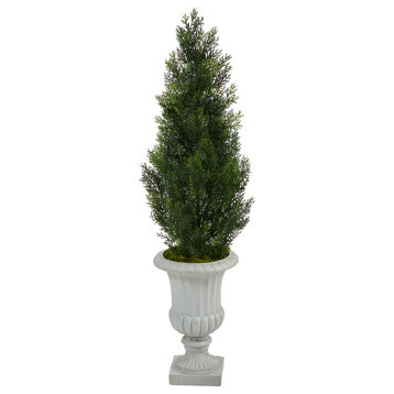 46" Mini Cedar Artificial Pine Tree, Decorative Urn UV Resistant, Indoor/Outdoor