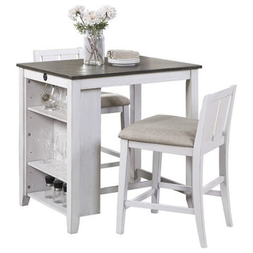 Lexicon Daye 3 Piece Wood Counter Height Dining Set in Gray and White