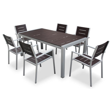 Aluminum 7-Piece Square Dining Table and Chairs Set