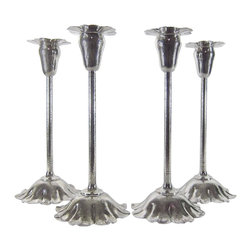 Set of Four Silvered Candlesticks by Marie Zimmermann, circa 1915 - Candleholders
