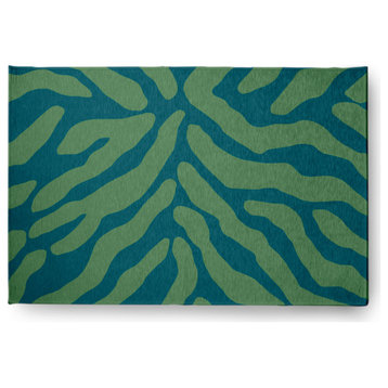 Animal Stripe Fall Design Chenille Area Rug, Green, 4'x6'