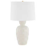 Mitzi - Dawn 1 Light Table Lamp, Cream - Why let fashion have all the fun? Inspired by the classic gingham pattern, the Dawn Table Lamp features a woven effect on its ceramic, satin cream form. Tried and true, the vessel silhouette will complement any design style. Topped with a white linen shade.