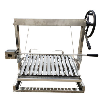 argentine grill with v-grate rotisserie
