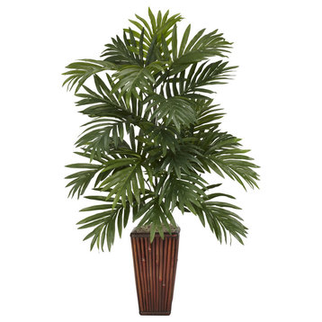 Areca Palm With Bamboo Vase Silk Plant