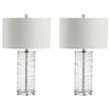 Cole 27.5" Fused Glass Cylinder LED Table Lamp, Set of 2, Clear