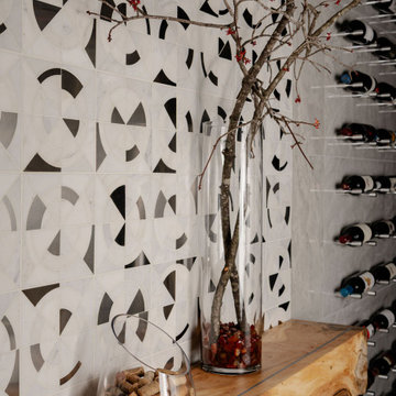 Live-Edge Display Shelf in a Contemporary Wine Cellar