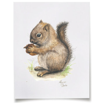 "Woodland Tinies" Squirrel Paper Print, Unframed, 13x19