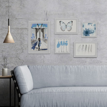 Aquatic Blue Surprise Pentaptych