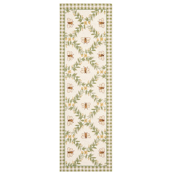 Safavieh Chelsea Hk55A Floral Rug, Ivory/Green, 2'6"x4'0"