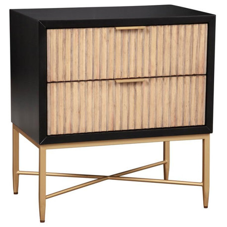 Origins by Alpine Larsen 2 Drawer Nightstand in Black