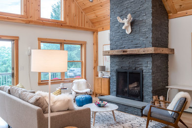 Inspiration for a rustic living room remodel in Boston