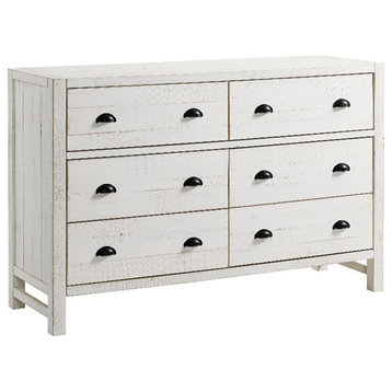Alaterre Furniture Windsor 6-Drawer Double Dresser - Driftwood White