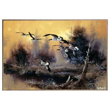 Honkers on a Lonely Pond, Birch Wood Print