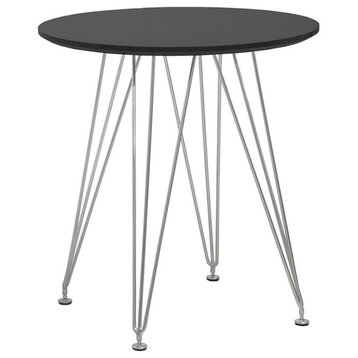 Paris Tower Modern Round Table With Chrome Base, Black
