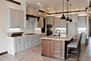 White Kitchen with Dark Wood