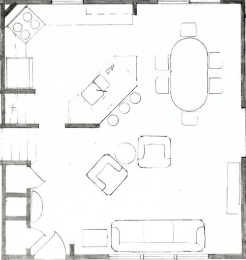 Fridge in island? Two drawings, still deciding best layout...