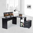 Corner Desk, Chipboard, Sliding Keyboard and 2 Open Shelves, L Shaped, Black