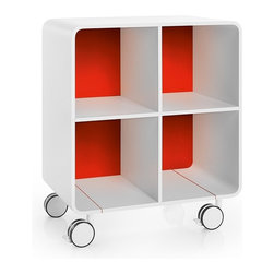 Bej 8031 Red 4-Section Cabinet on Wheels in Red - Storage Cabinets