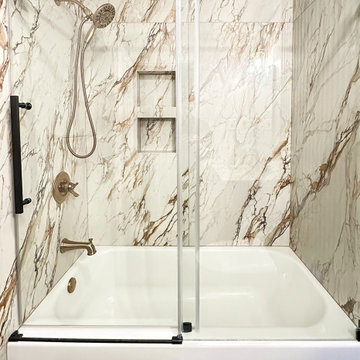"Clean Lines & Classic Style: Mid-Century Modern Hallway Bath"