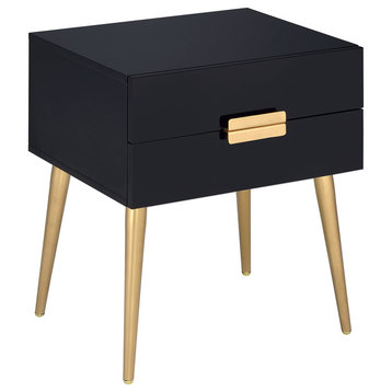 Defina Collection 2-Drawer End Table, Black