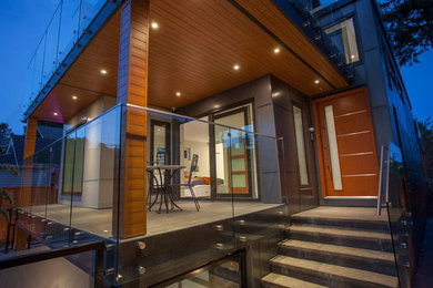 Photo of a mid-sized modern entryway in Vancouver.