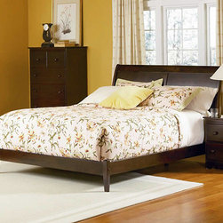 Bordeaux Platform Bed with Open Footrail in Antique Walnut Finish - Platform Beds
