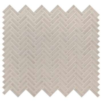 Portico Pearl Glossy Herringbone Pattern Mosaic, Sample