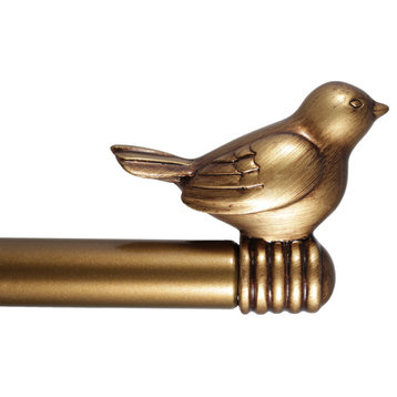3/4" Bird Adjustable Curtain Rod, Renaissance Gold, 48"-84"