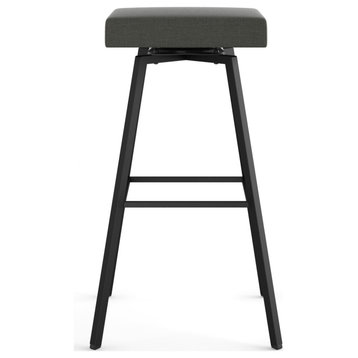 Amisco Robin Swivel Stool, Charcoal Gray Polyester/Black Metal, Counter Height