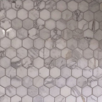 Tumbled Italian Marble Matte Finish Hexagon Mosaic, 10 sheets