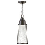 HInkley - Hinkley Miles Medium Hanging Lantern, Black - The transitional style of Miles channels a nautical vibe, but is equally at home in all settings. An LED JA8 lamp is included while a layered cap and backplate enhance the style. The bold, Black Coastal Elements finish and clear seedy glass add a glowing touch that is versatile enough to perfectly accent any decor. Miles is constructed in Coastal Elements making it resistant to rust and corrosion and features a 5-year warranty.