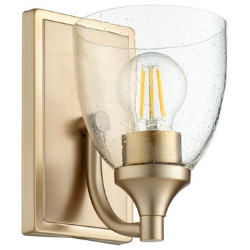 Quorum Enclave Wall Mount 5459-1-280, Aged Brass W/ Clear/Seeded