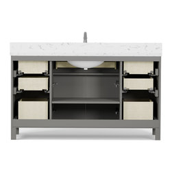 Caroline 60'' Grey Bathroom Vanity - Bathroom Vanities And Sink Consoles