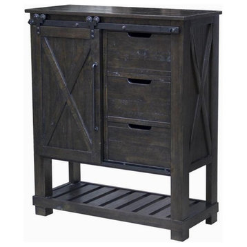 A-America Sun Valley Rustic Solid Wood Barn Door Chest in Charcoal
