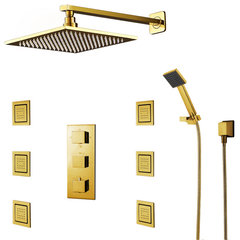 Fontana Genoa Sandino Thermostatic Ceiling Mount Rain Fall LED Shower Set