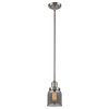 1-Light Small Bell 5" Pendant, Brushed Satin Nickel, Glass: Plated Smoked