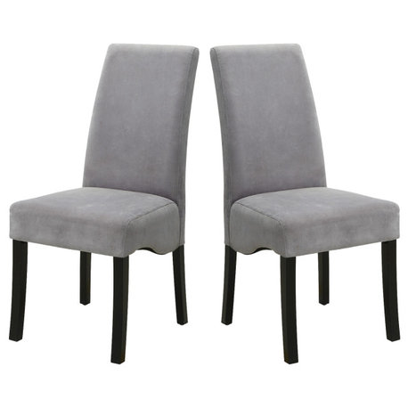 Set of 2 Upholstery Side Chairs Gray and Black