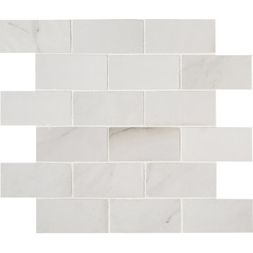 Aria Bianco 2x4 Polished Porcelain Mosaic, 16 Sheets