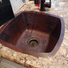 17" Square Copper Kitchen Bar Prep Sink with 3.5" Strainer Drain Included