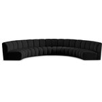 Meridian Furniture - Infinity Black Boucle Fabric Upholstered Arc Shaped Modular Sectional, Black, 6-Piece, Arc-Shaped - Mix and match this Infinity boucle fabric modular chair with other items in the Infinity collection to find the best possible seating solution for your gang. Rich black boucle fabric feels welcoming and soft to the skin, so you stay seated comfortably for the big game or while watching your favorite programs. Deep channel tufting adds to the longevity and durability of this modular chair while giving it texture.