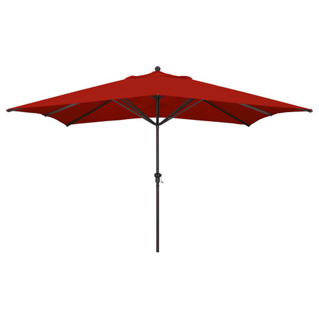 11'x8' Rectangular Aluminum Umbrella Bronze, Jockey Red