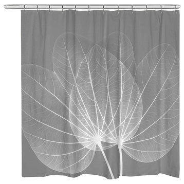 Laural Home Gray Leaves Shower Curtain