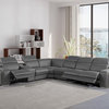Marco-7-Piece, 3-Power Reclining Italian Leather Sectional, Dark Gray