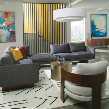 Thayer Coggin Blade sectional with Milo Baughman On 3 lounge chair
