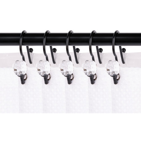 Utopia Alley Shower Hooks - Double Shower Curtain Rings for Bathroom, Black
