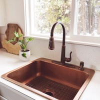 Angelico Copper 25" Single Bowl Drop-In Kitchen Sink With 4 Holes
